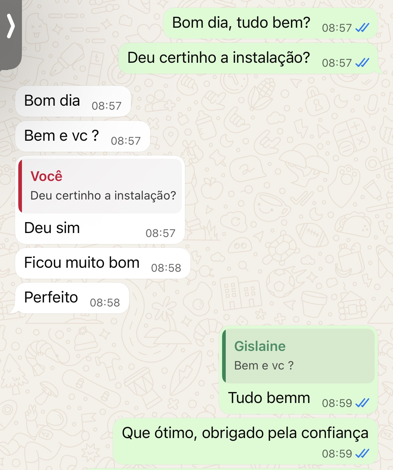 Depoimento de Gislaine pelo WhatsApp